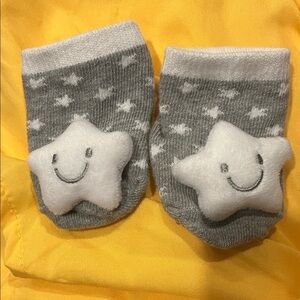 Gray and White Star Baby Socks